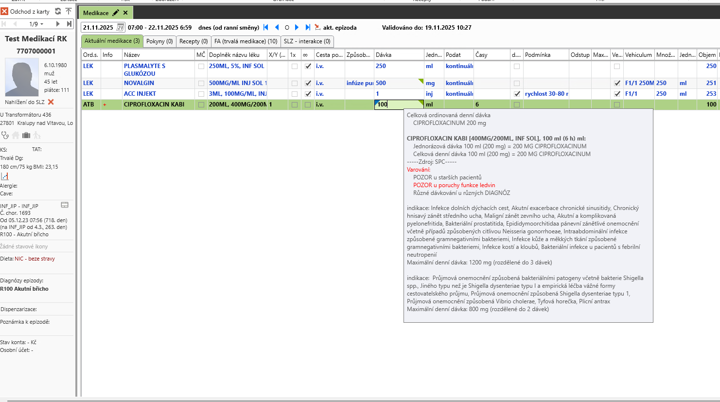 Kontrola dávkování léků FONS Enterprise
